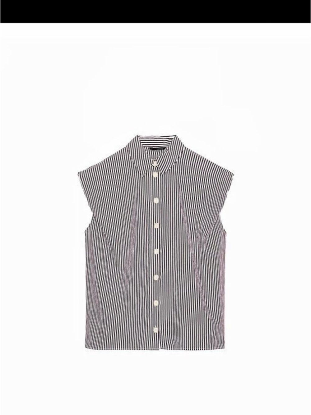 Zara Puff Shoulder Sleeveless Shirt, Black & White- LIKE NEW